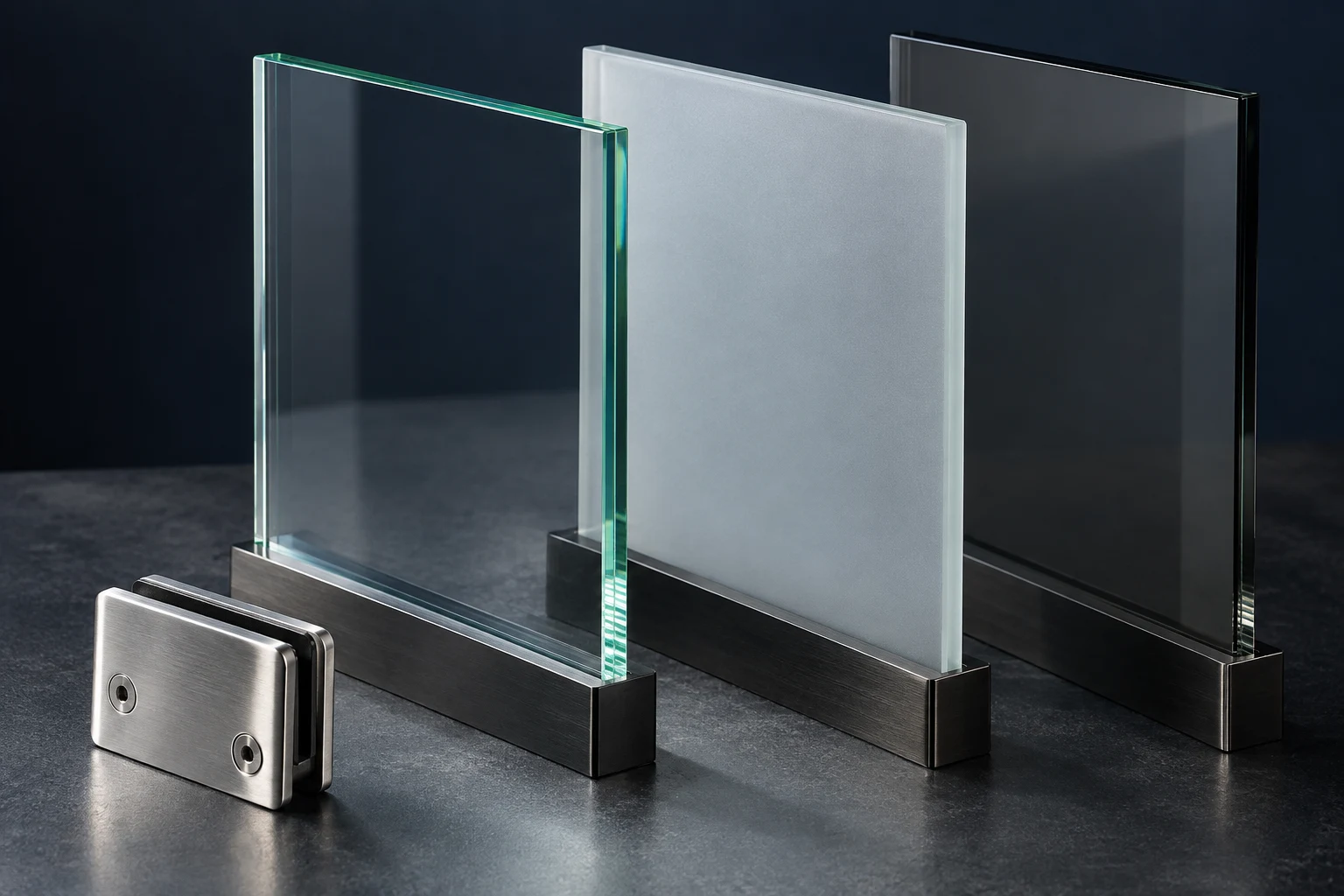 Konzeptmotiv: klare, satinierte und getönte Glasscheiben