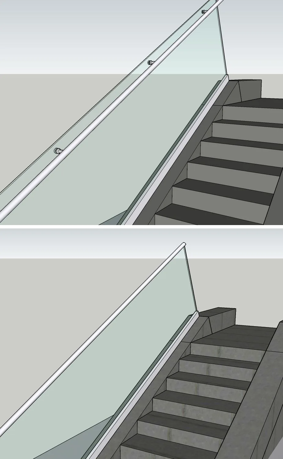 Glas fürs Treppengeländer: Bodenmontage