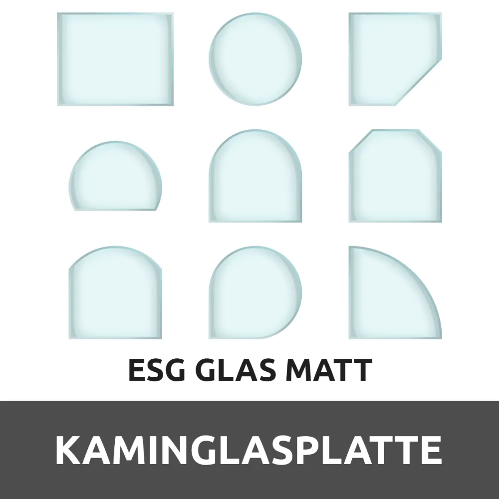 Kaminplatte aus Glas: Matt satiniert