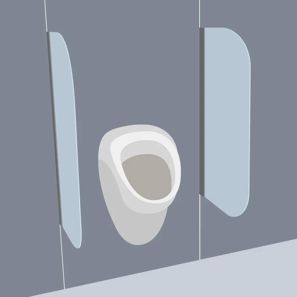 Glas für Sanitärräume: Urinaltrennwand