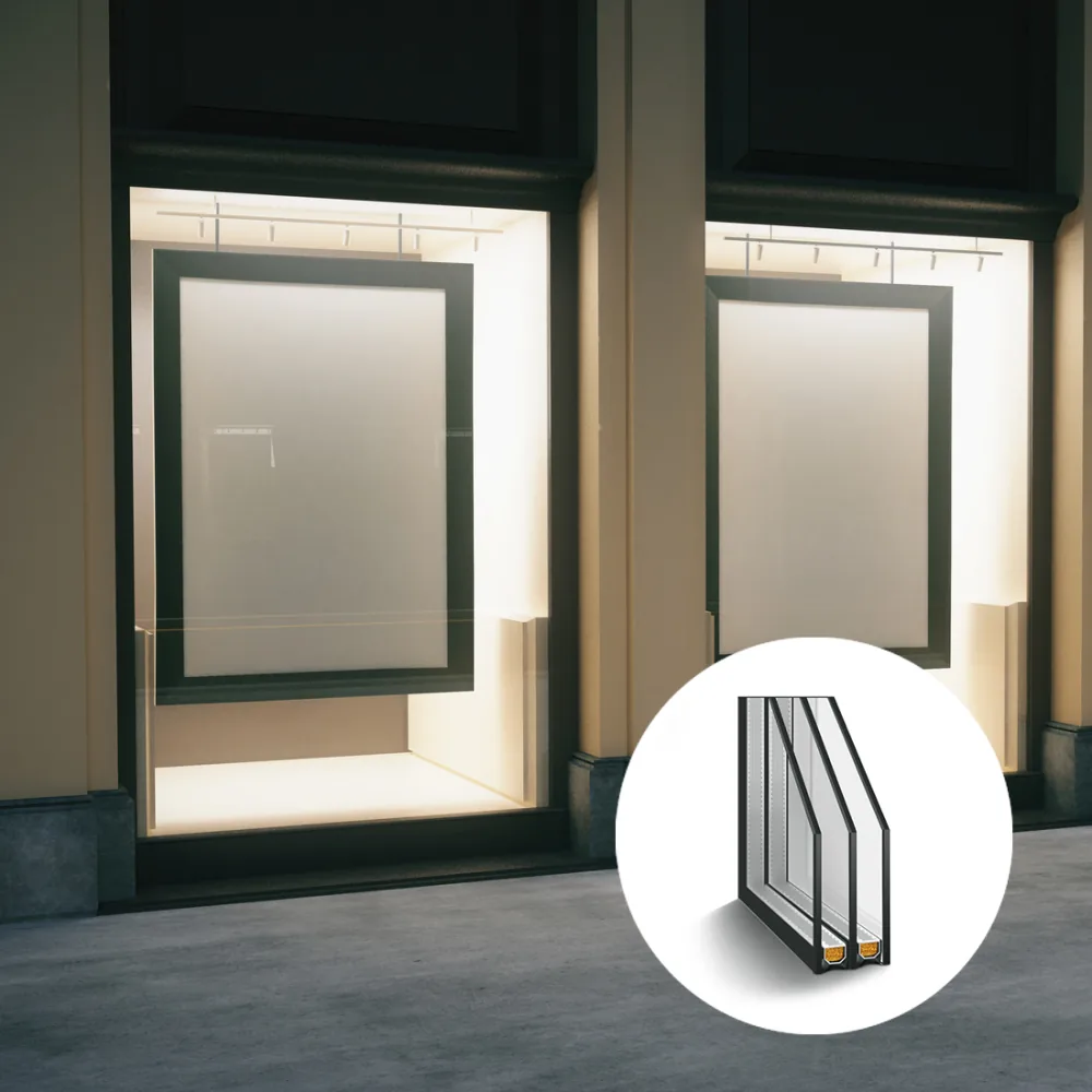 Glas für die Portalverglasung: Isolierglas, dreifach