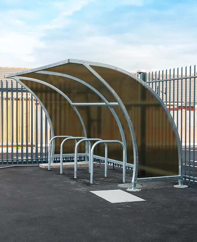 Glas für den Fahrradunterstand: Getönt, mit matter Folie
