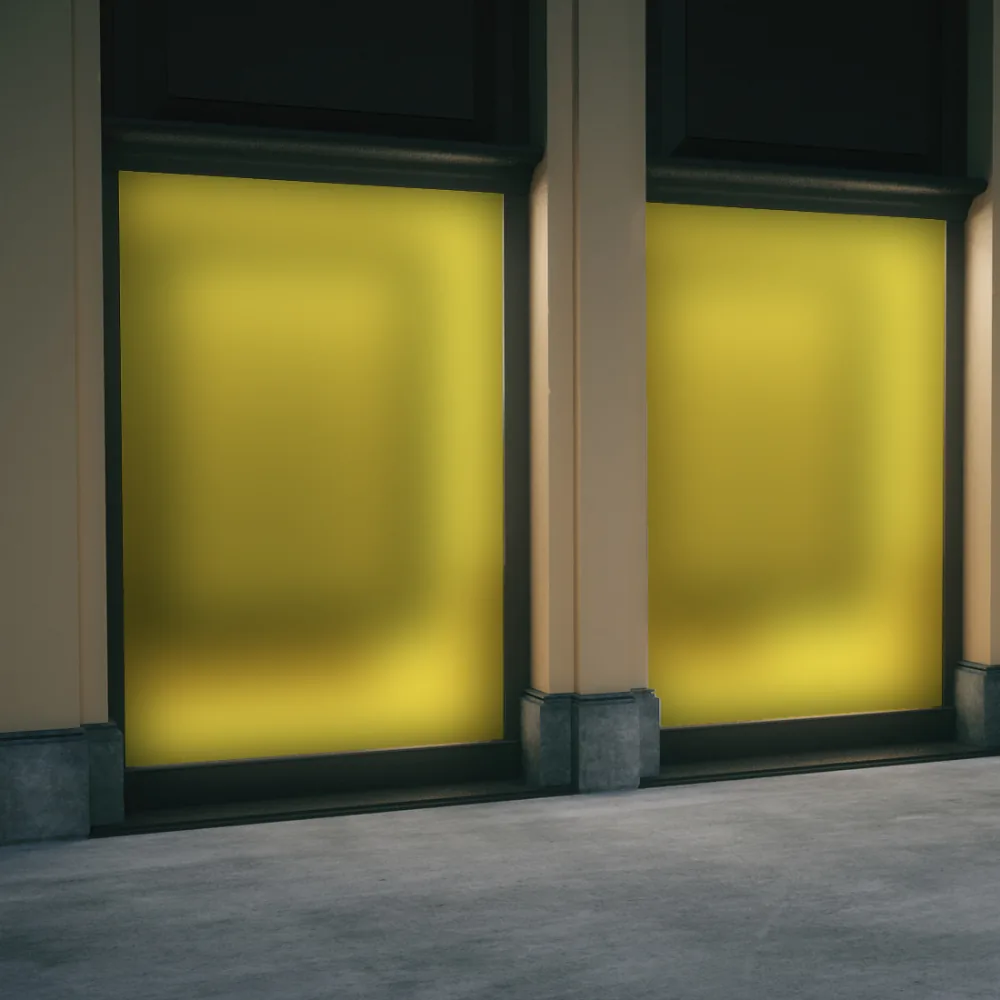 Glas für die Portalverglasung: Farbige matte Folie