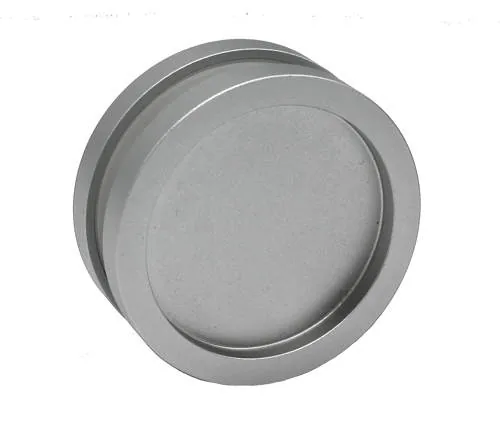 Produktbild: ECONOMY Griffmuschel rund, Glasbohrung Ø 52 mm, Ø 65 mm, 8 bis 10 mm, Aluminium, hell eloxiert