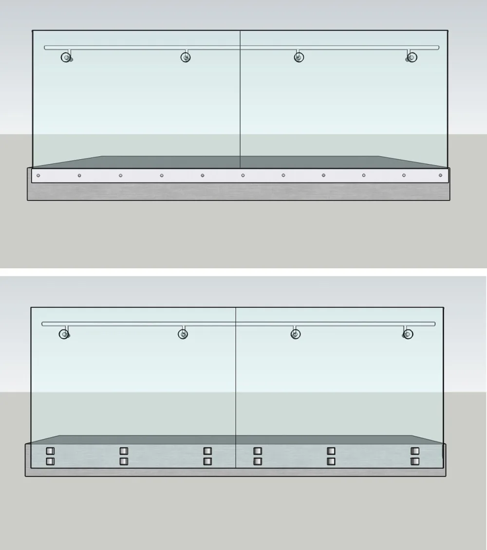 Glas für Geländer und Brüstungen: Seitenmontage