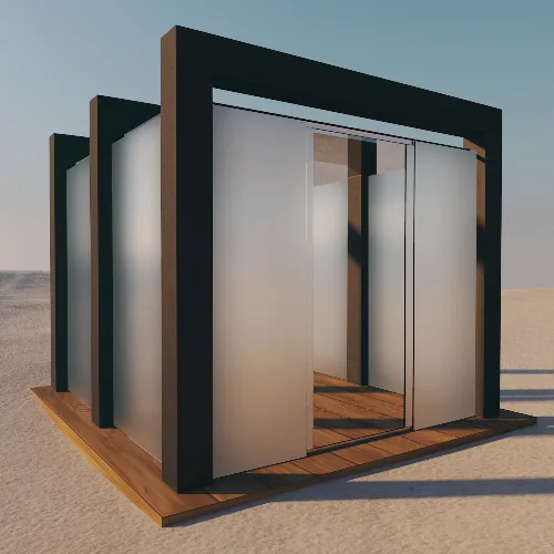 Glas für den Pavillon: Mit matter Folie