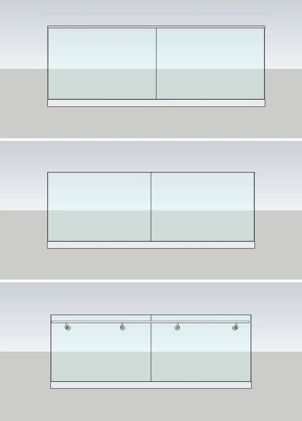 Glas für Geländer und Brüstungen: Bodenmontage