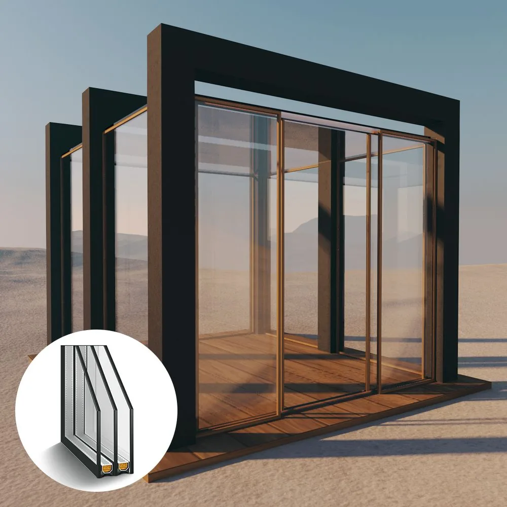 Glas für den Pavillon: Dreifach-Isolierglas