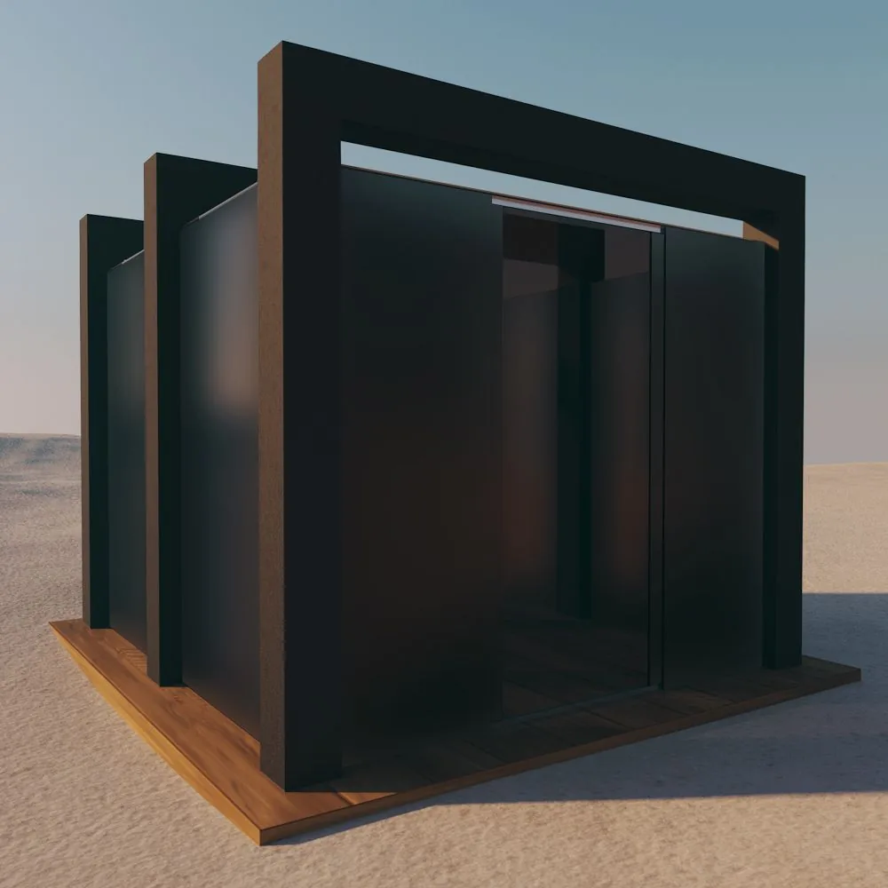 Glas für den Pavillon: Getönt, mit matter Folie
