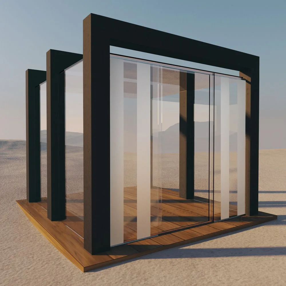 Glas für den Pavillon: Mit Motiv