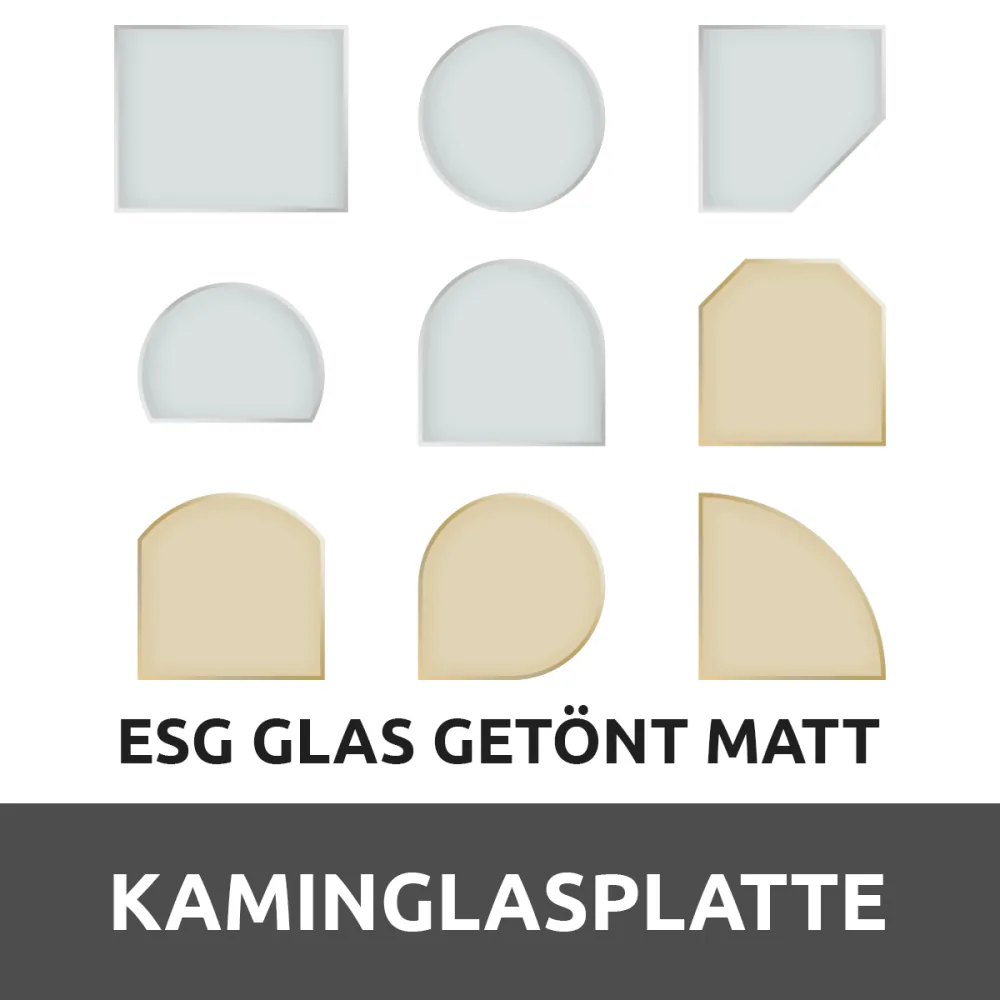 Kaminplatte aus Glas: Getönt und matt satiniert